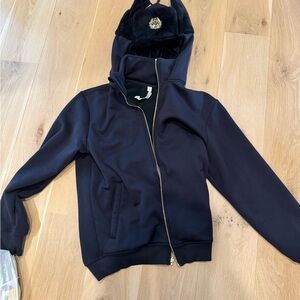 Black Zip-Up Hoodie with Gold Accents